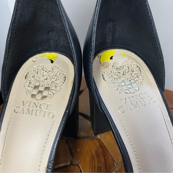 Vince Camuto Women's Sz 9 Monessa Black Leather Block Heels - Picture 3 of 14